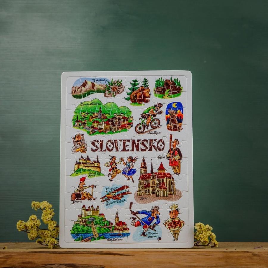 puzzle Slovensko so slovenskými pamiatkami a typickými vecami